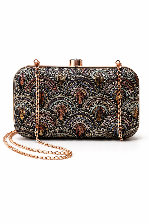 Mirae Art Deco Clutch Purse With Crystal Clasp