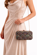 Mirae Art Deco Clutch Purse With Crystal Clasp