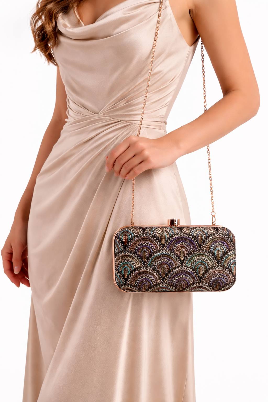 Mirae Art Deco Clutch Purse With Crystal Clasp