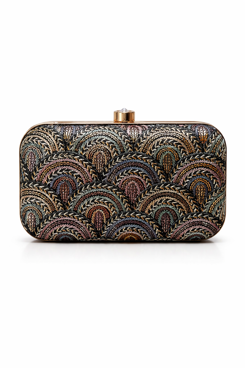 Mirae Art Deco Clutch Purse With Crystal Clasp