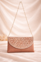 Mirae Rose Gold Clutch With Crystals