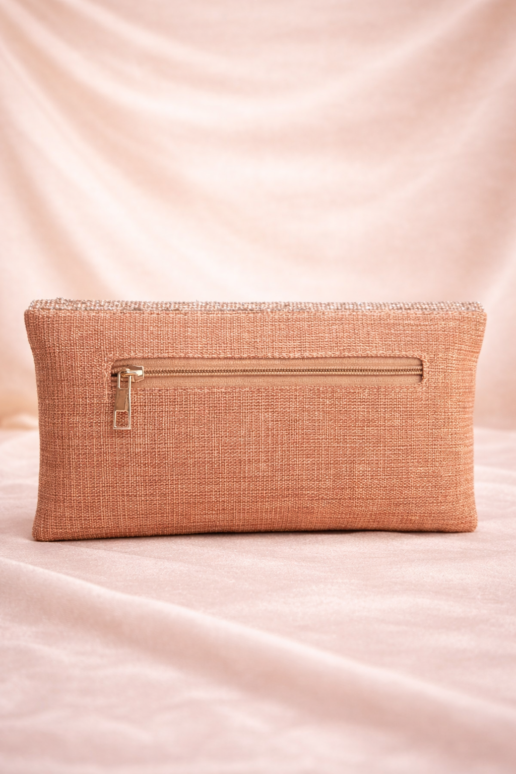 Mirae Rose Gold Clutch With Crystals