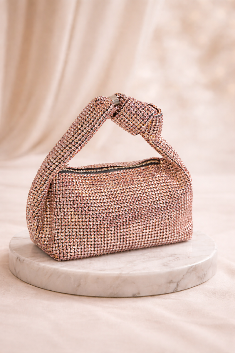 Mirae Sparkling Rose Gold Evening Bag