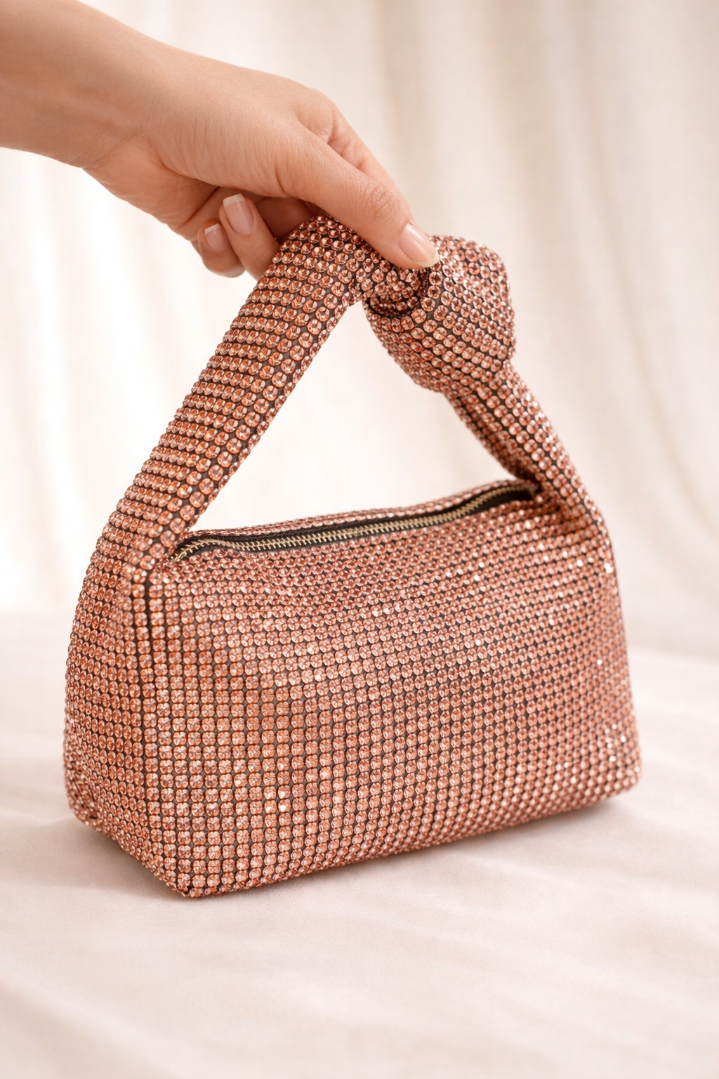 Mirae Sparkling Rose Gold Evening Bag