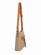 Mirae Tan Leather Sling Bag With Gold Accent