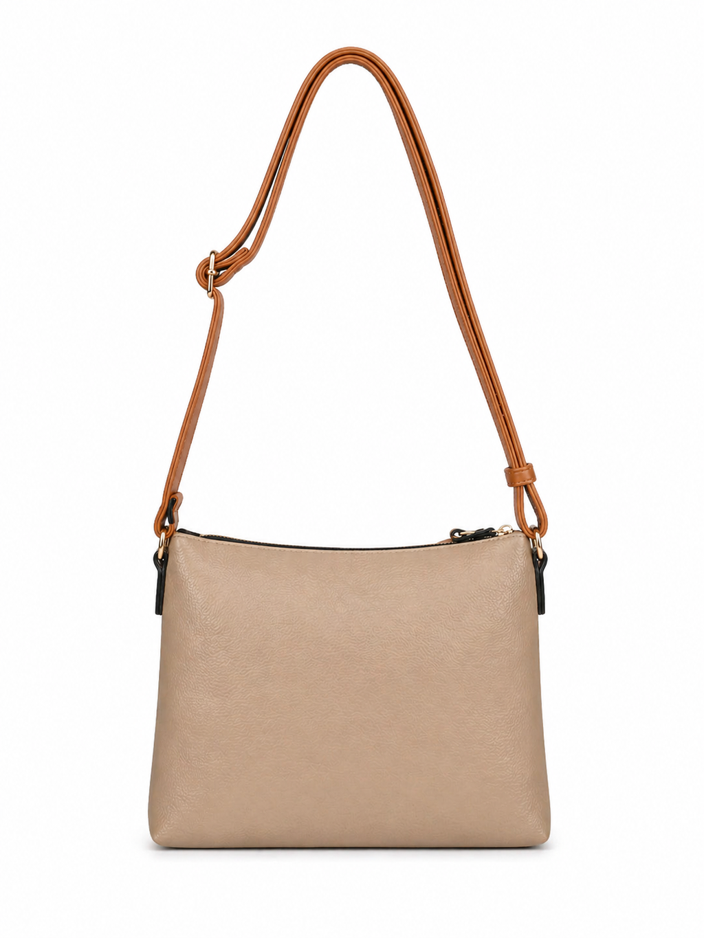 Mirae Tan Leather Sling Bag With Gold Accent