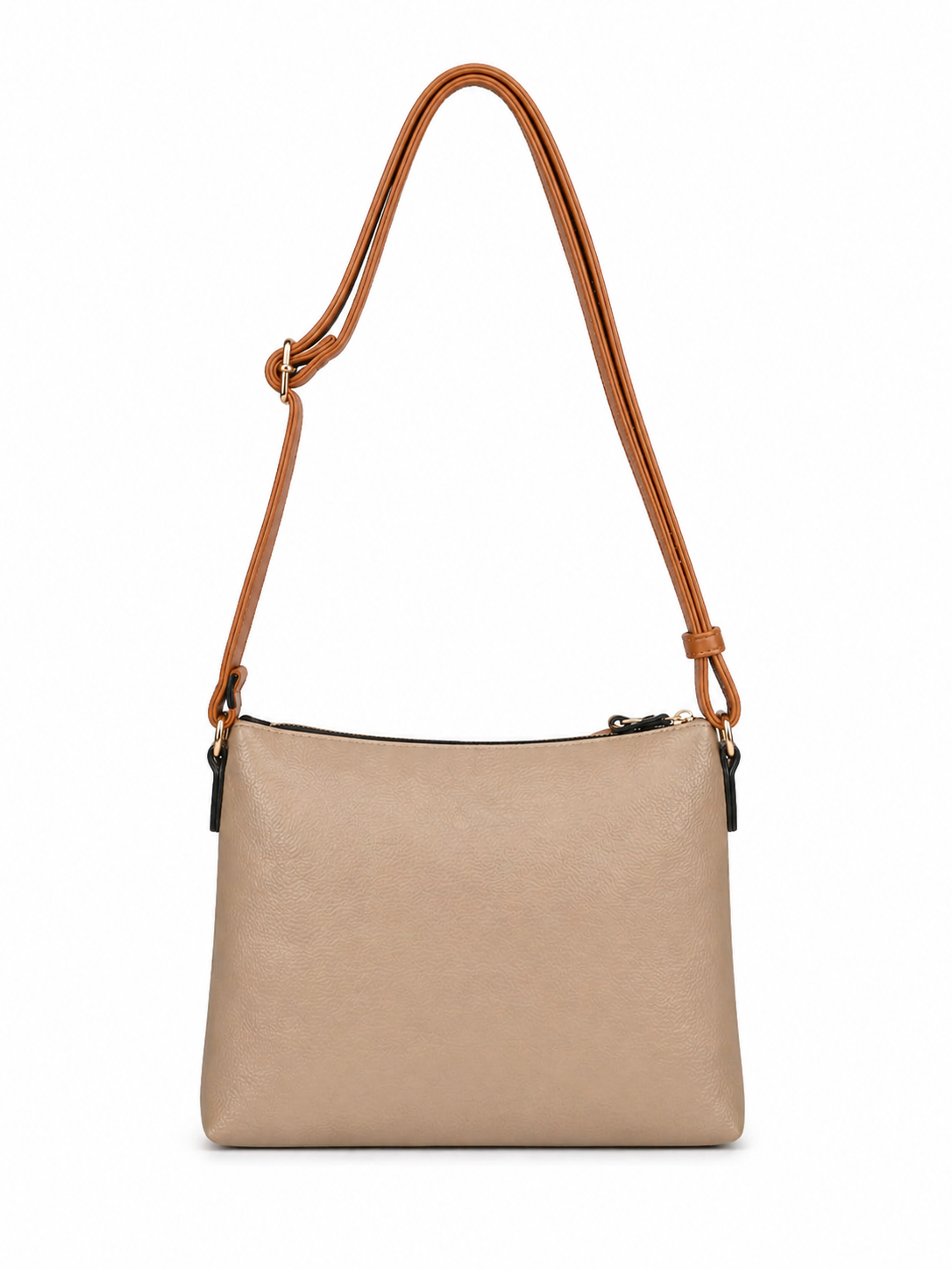 Mirae Tan Leather Sling Bag With Gold Accent