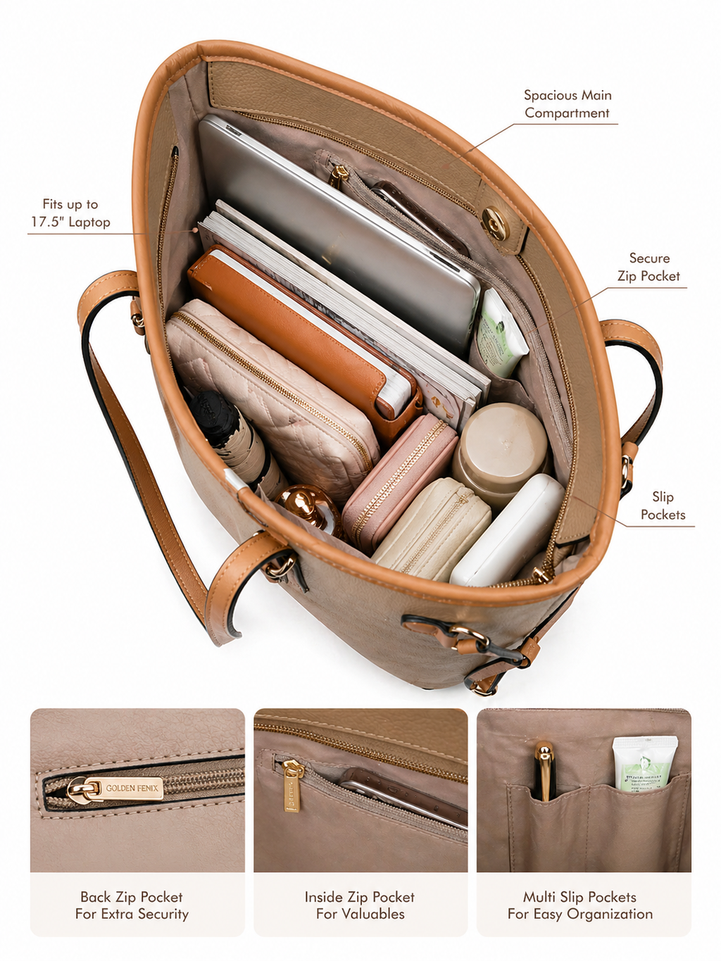 Mirae Soft Beige Carry Tote Bag