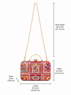 Mirae Red Embellished Clutch With Floral Patterns