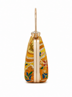 Mirae yellow Embellished Clutch With Floral Patterns