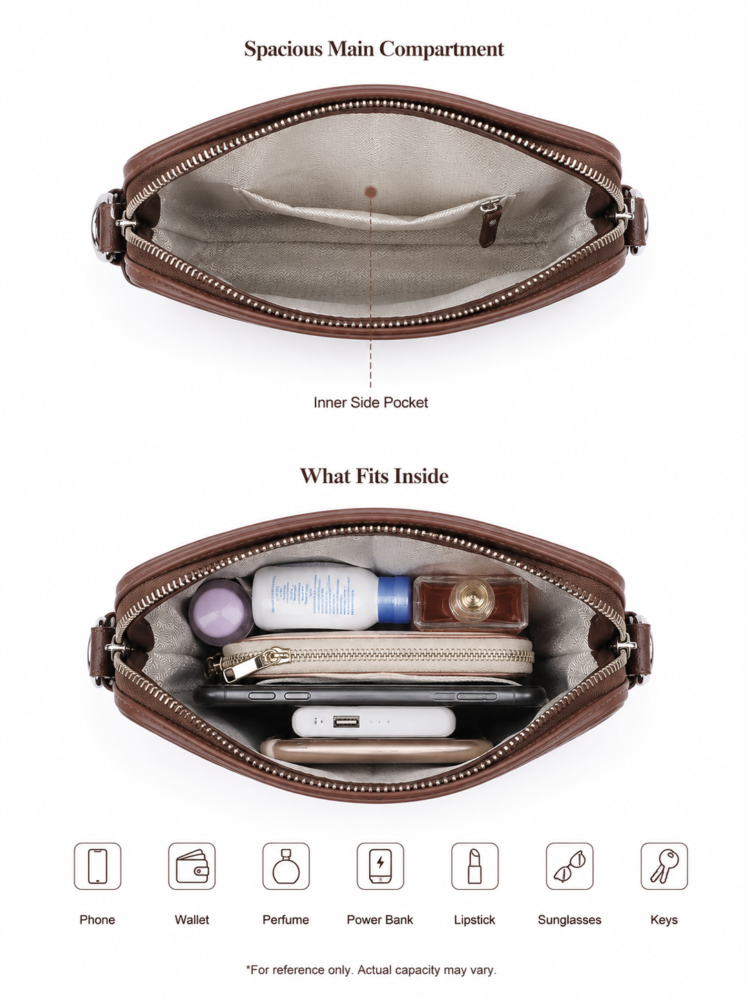 Mirae Brown Leather Crossbody Bag