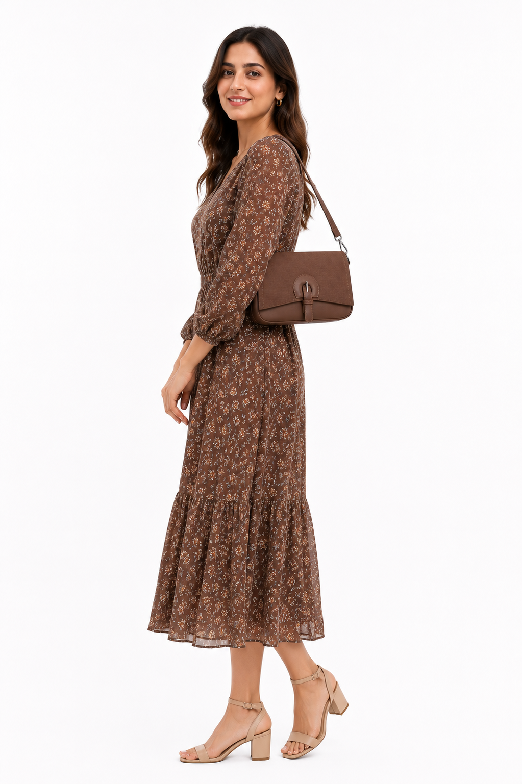 Mirae Brown Leather Crossbody Bag