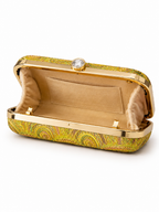 Mirae Mustard Art Deco Clutch Purse With Crystal Clasp