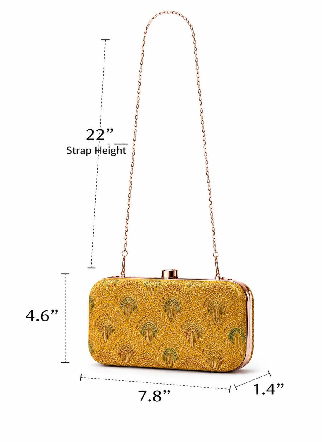 Mirae Mustard Art Deco Clutch Purse With Crystal Clasp