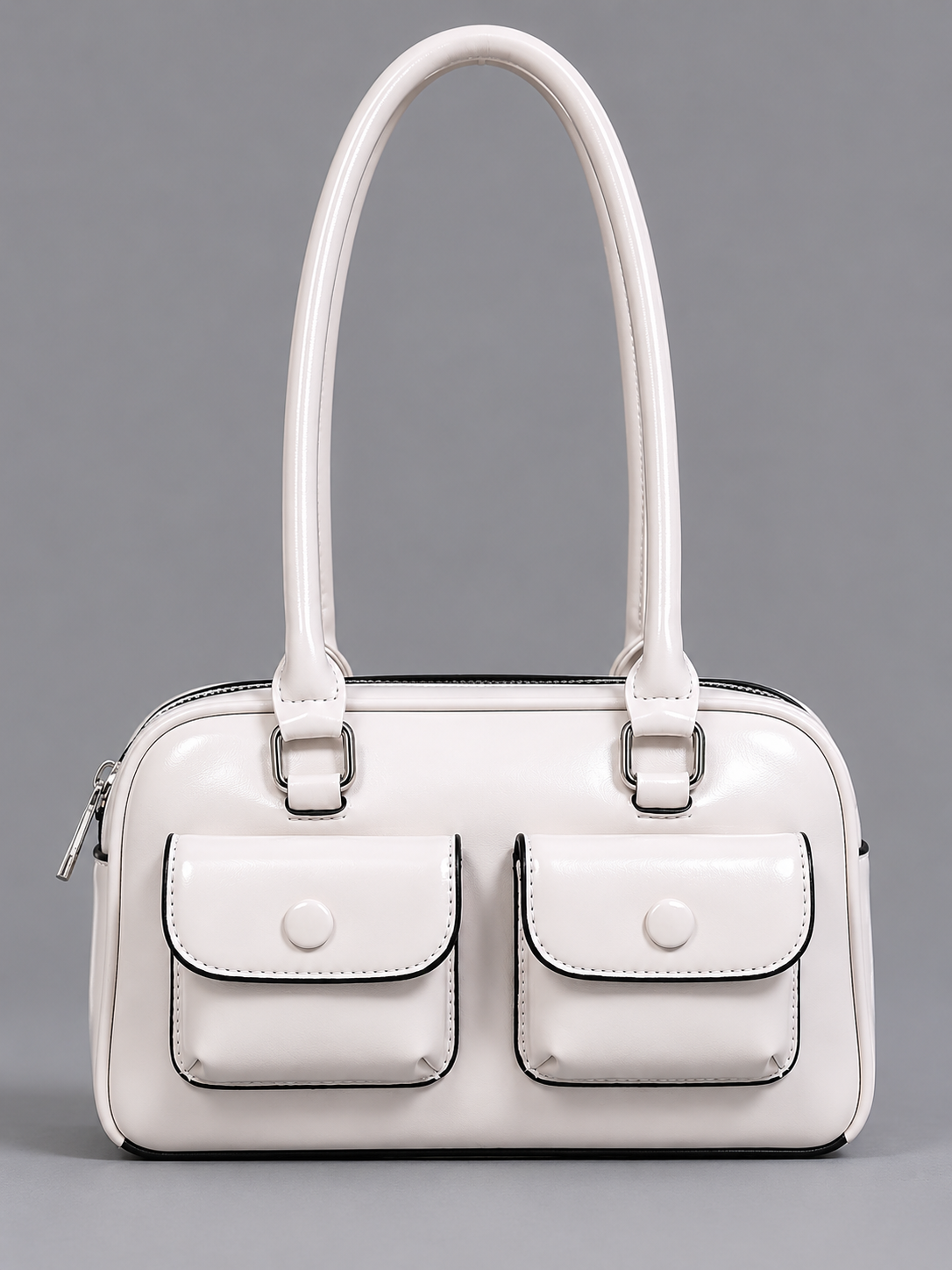 Mirae Glossy White Handbag