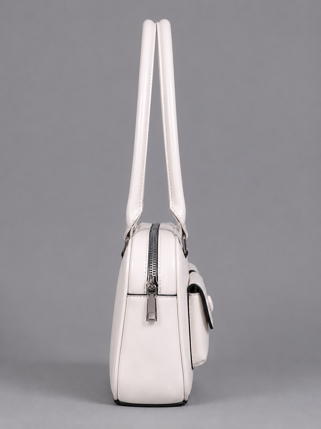 Mirae Glossy White Handbag