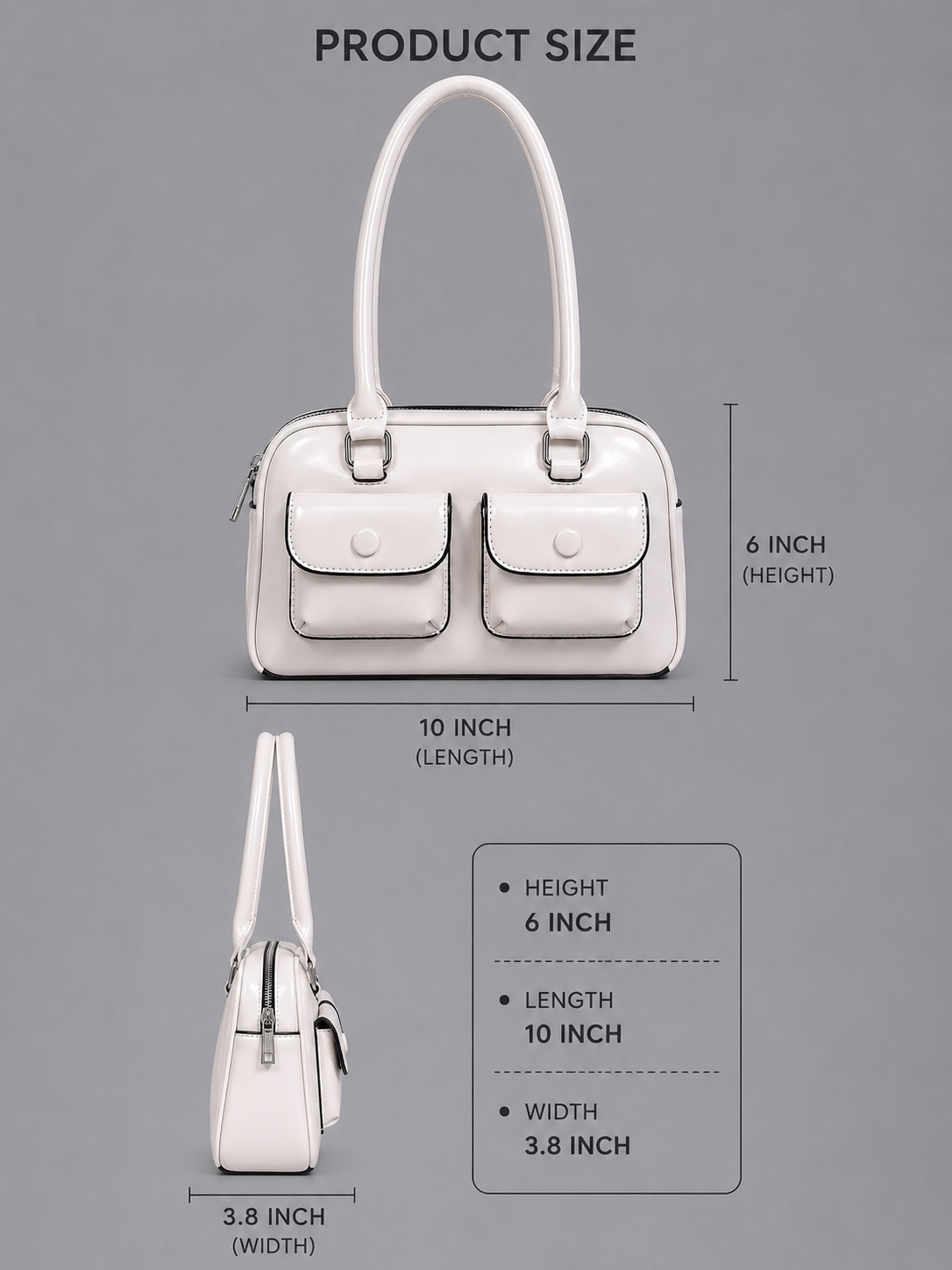 Mirae Glossy White Handbag