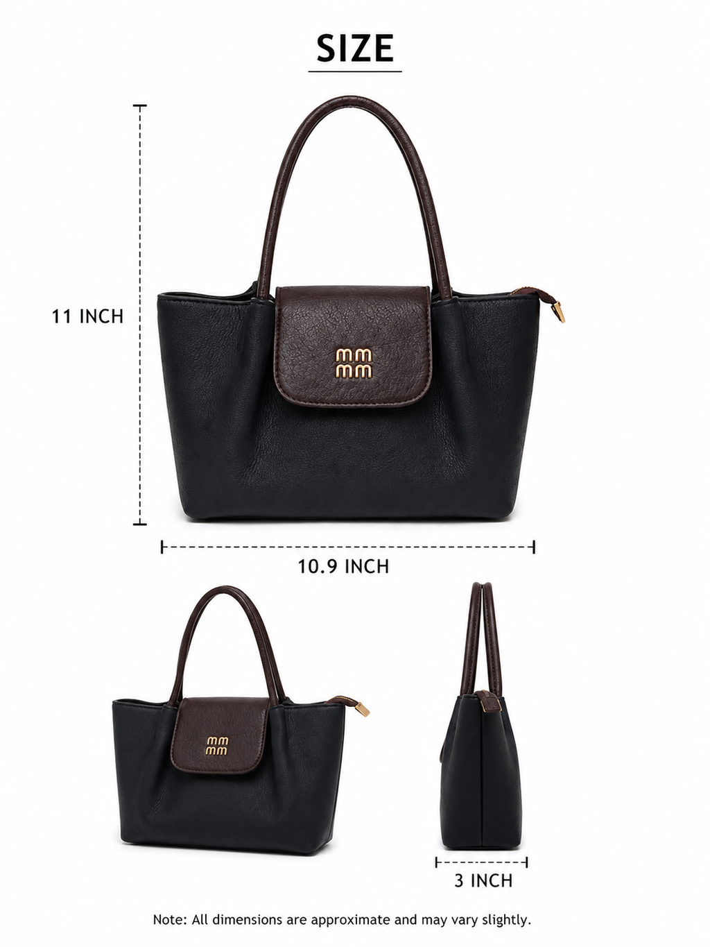 Mirae Black Leather Bag With Pom-Pom Charm