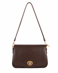 Mirae Brown Leather Bag With Gold Accents