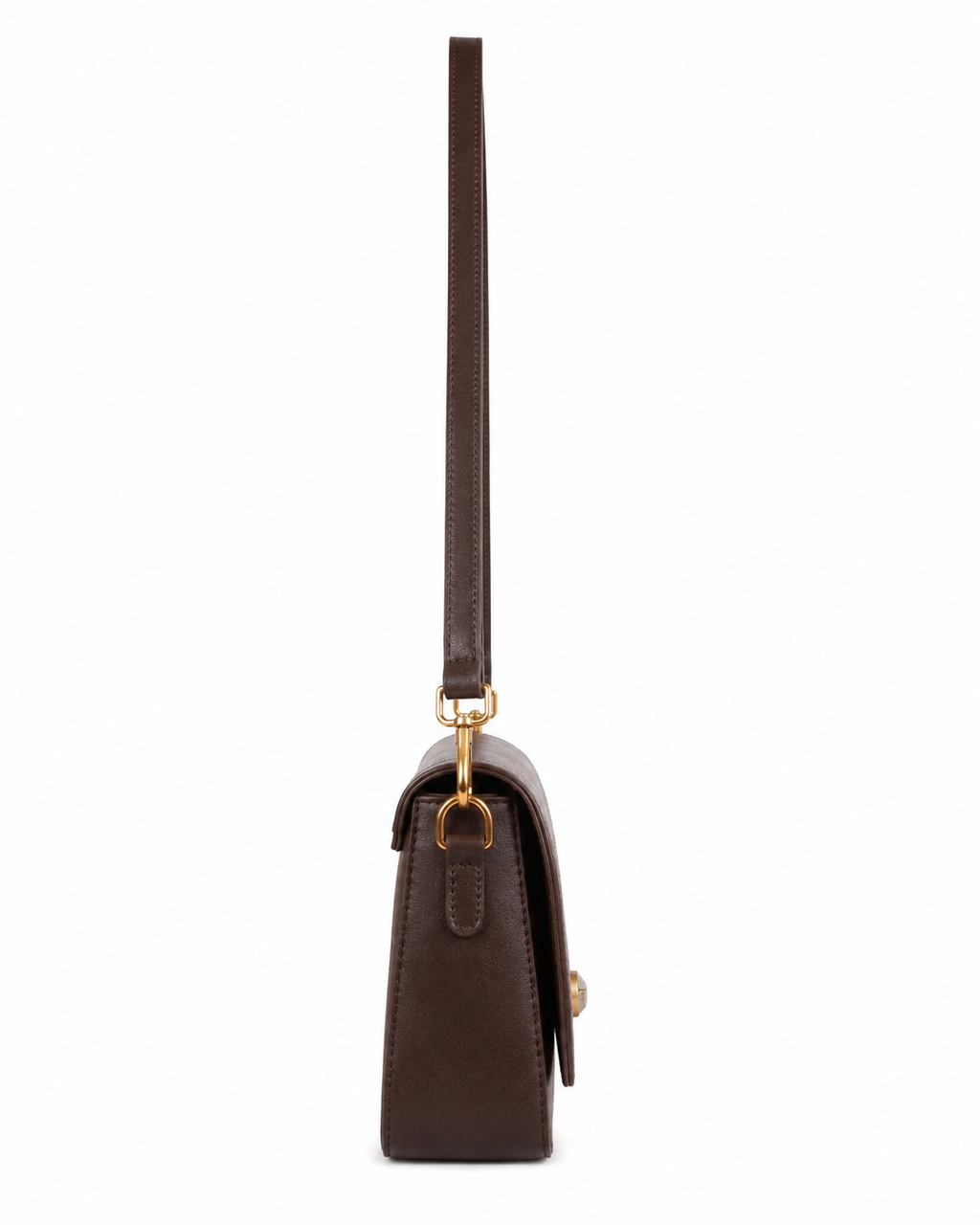 Mirae Brown Leather Bag With Gold Accents