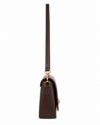 Mirae Brown Leather Bag With Gold Accents