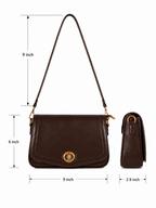 Mirae Brown Leather Bag With Gold Accents