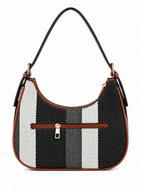 Mirae Woven Hobo Bag With Leather Trim