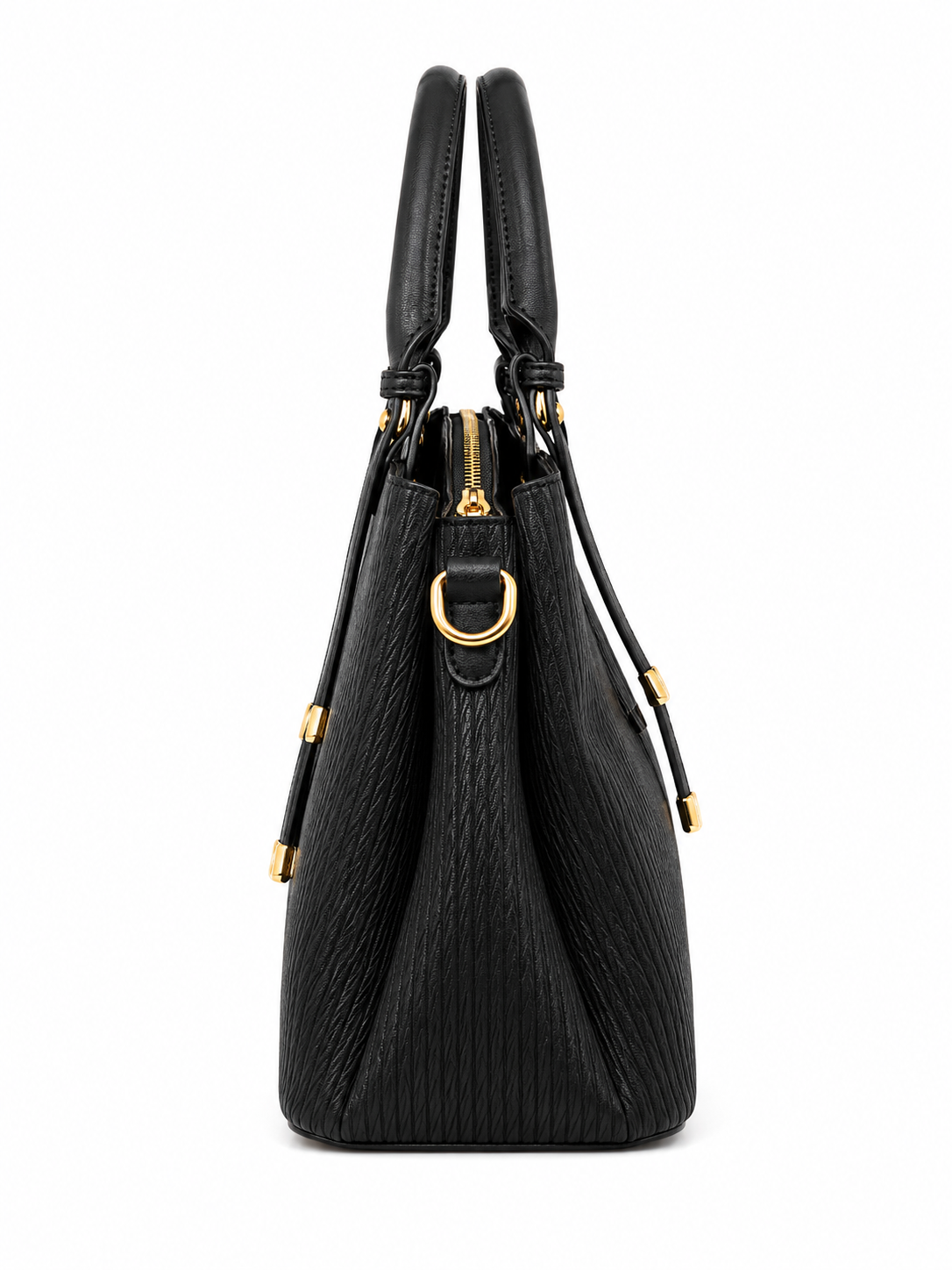Mirae Textured Black Handbag