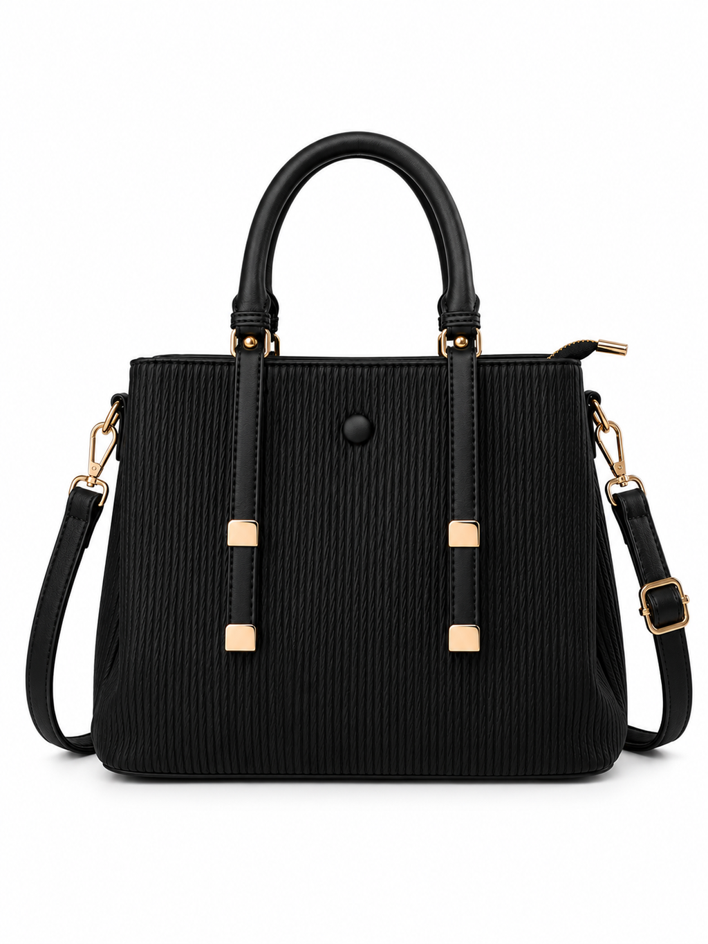 Mirae Textured Black Handbag