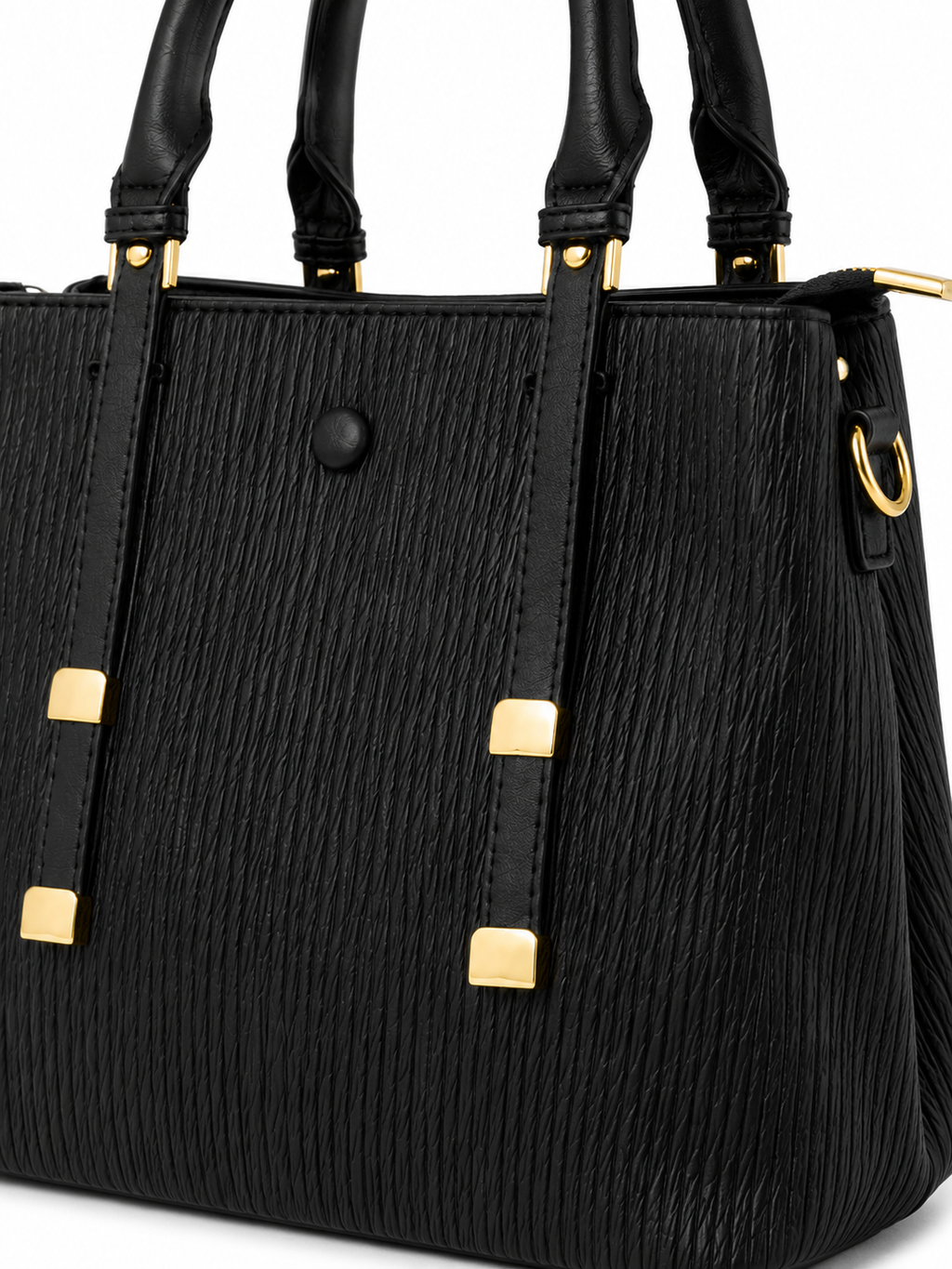 Mirae Textured Black Handbag