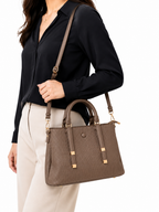 Mirae Textured Brown Handbag