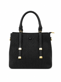 Mirae Textured Black Handbag