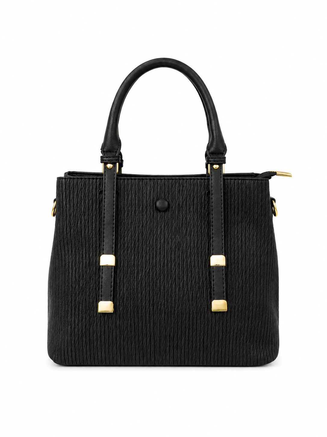 Mirae Textured Black Handbag
