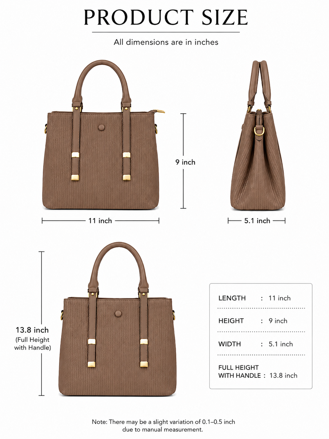 Mirae Textured Brown Handbag