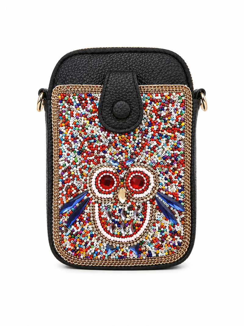 Mirae Beaded Owl Crossbody Bag
