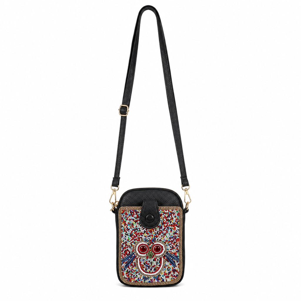 Mirae Beaded Owl Crossbody Bag
