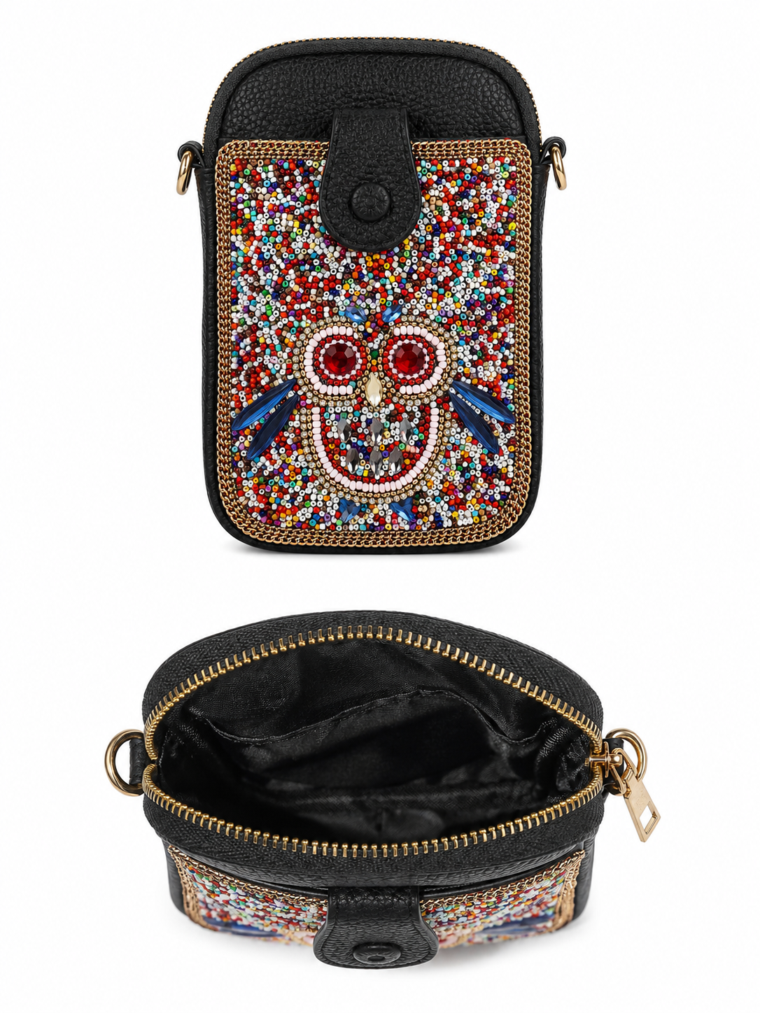 Mirae Beaded Owl Crossbody Bag