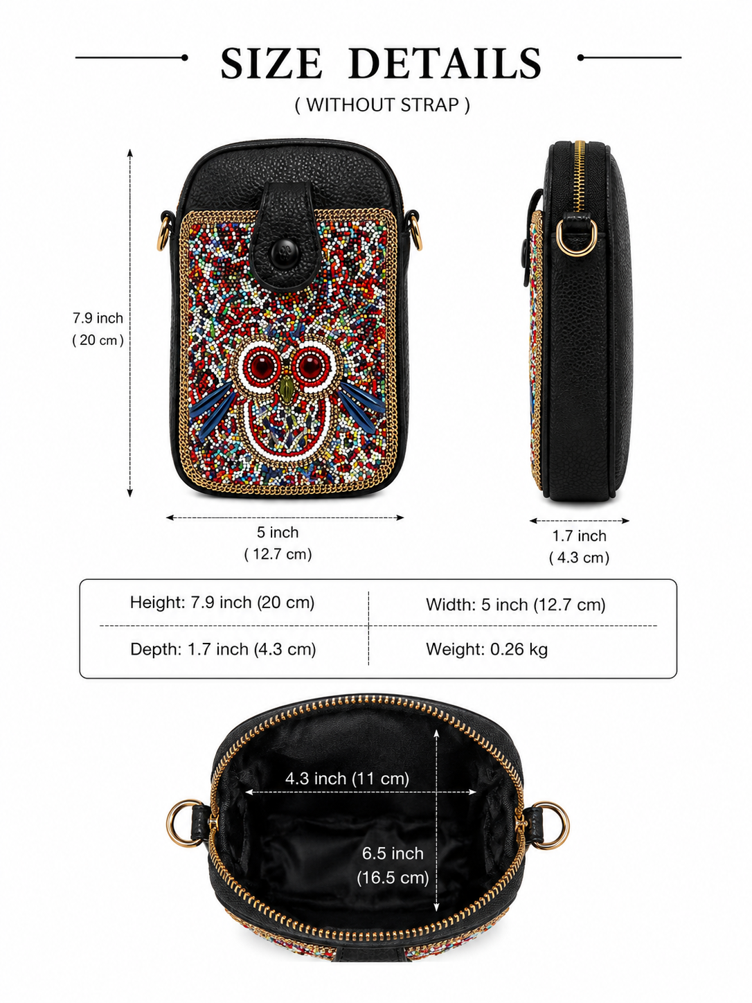 Mirae Beaded Owl Crossbody Bag