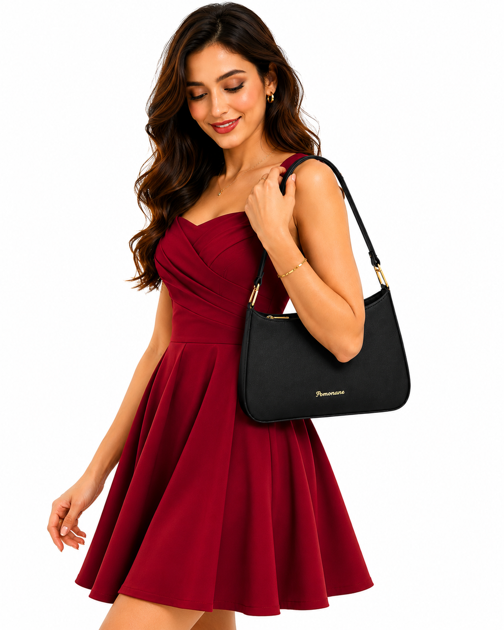 Mirae Black Baguette Bag