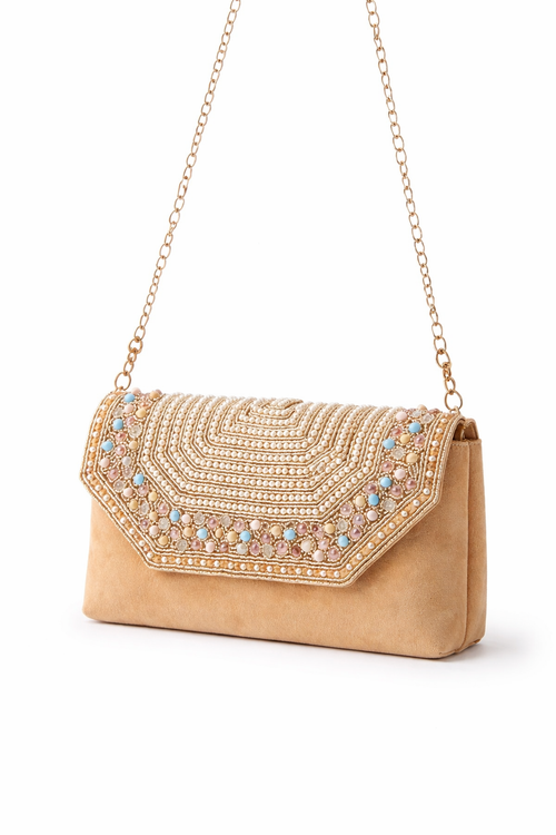 Mirae Bejeweled Clutch With Perl Details