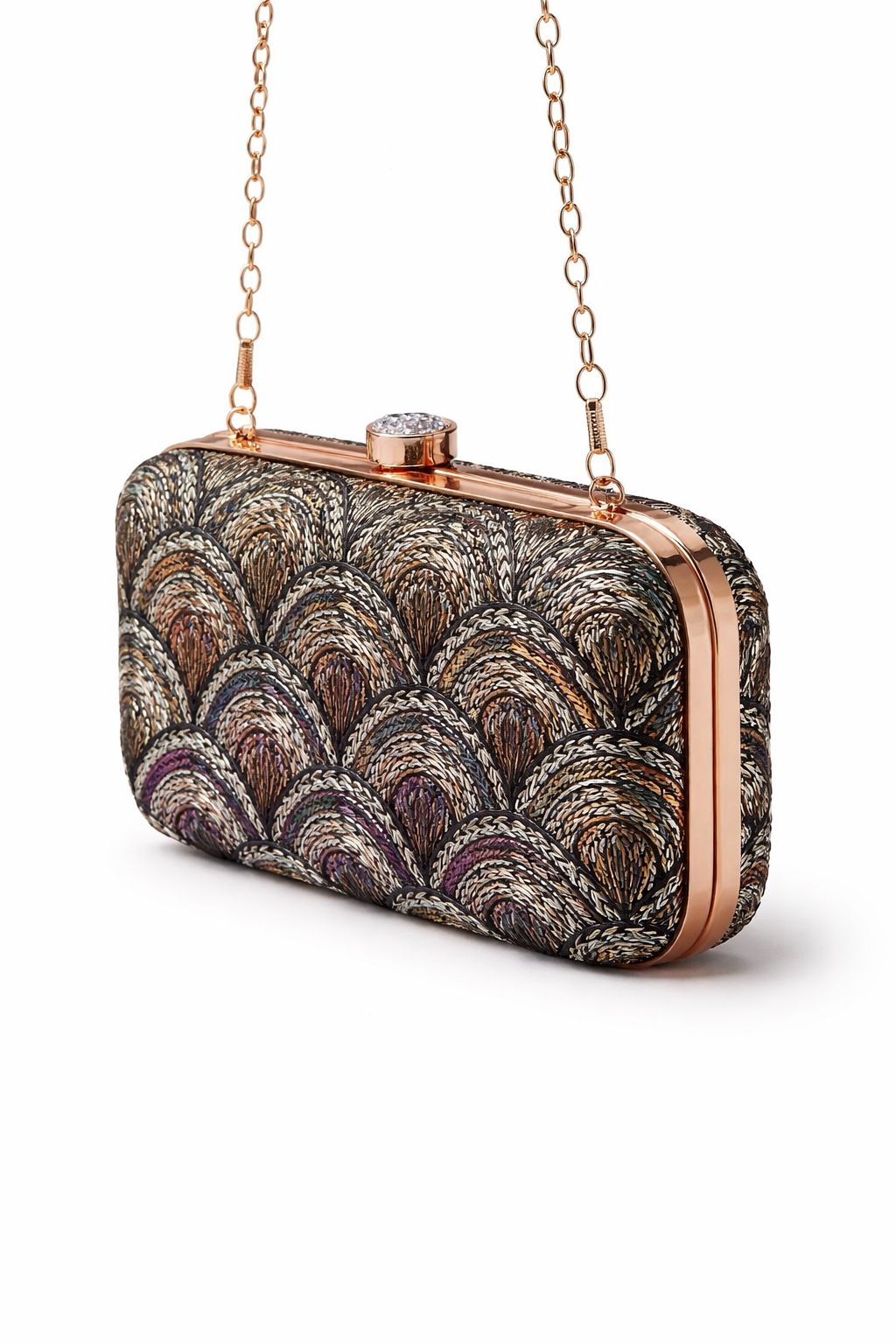Mirae Art Deco Clutch Purse With Crystal Clasp