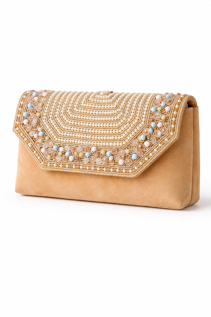 Mirae Bejeweled Clutch With Perl Details