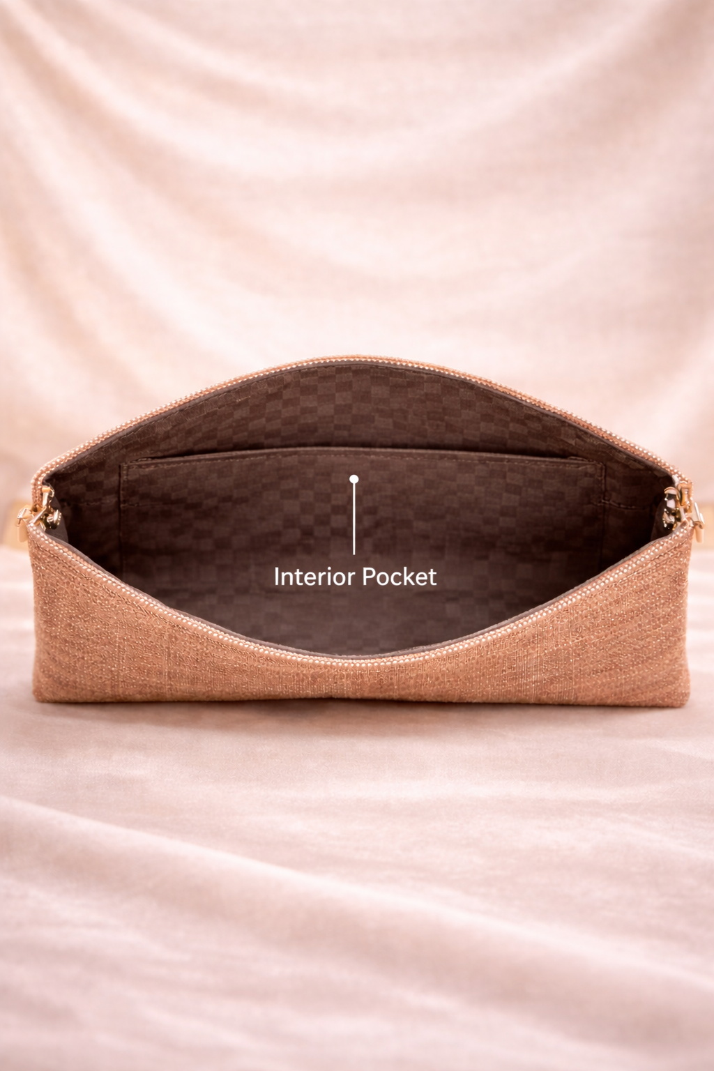 Mirae Rose Gold Clutch With Crystals