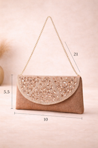 Mirae Rose Gold Clutch With Crystals