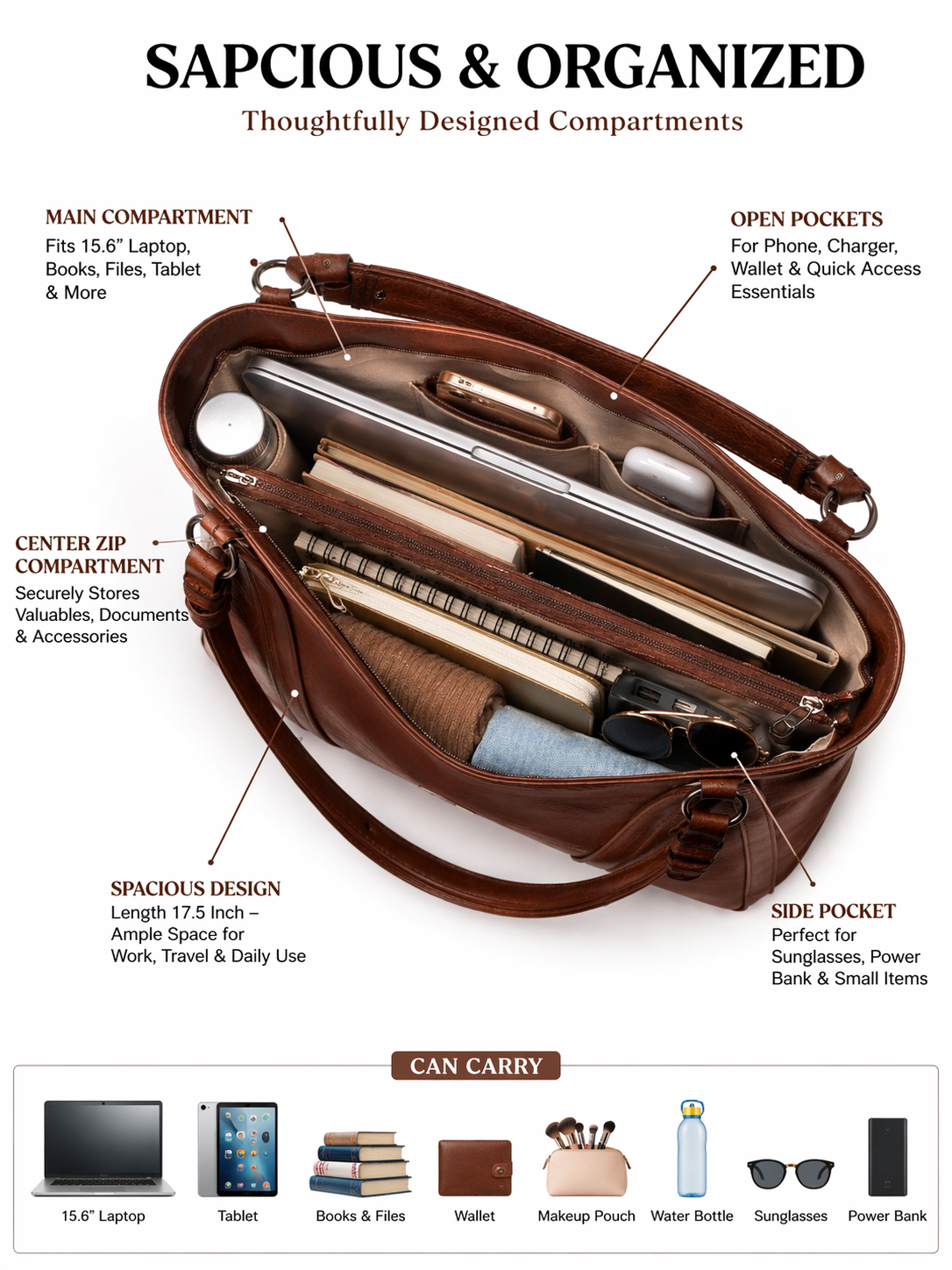 Mirae Sleek Taupe Leather Bag