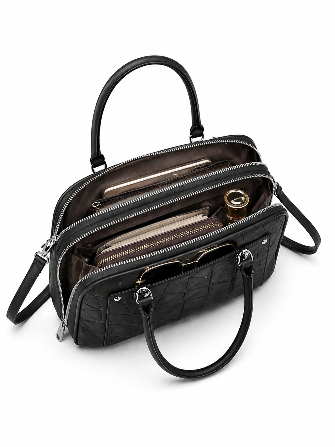 Mirae Black Geometric handbag