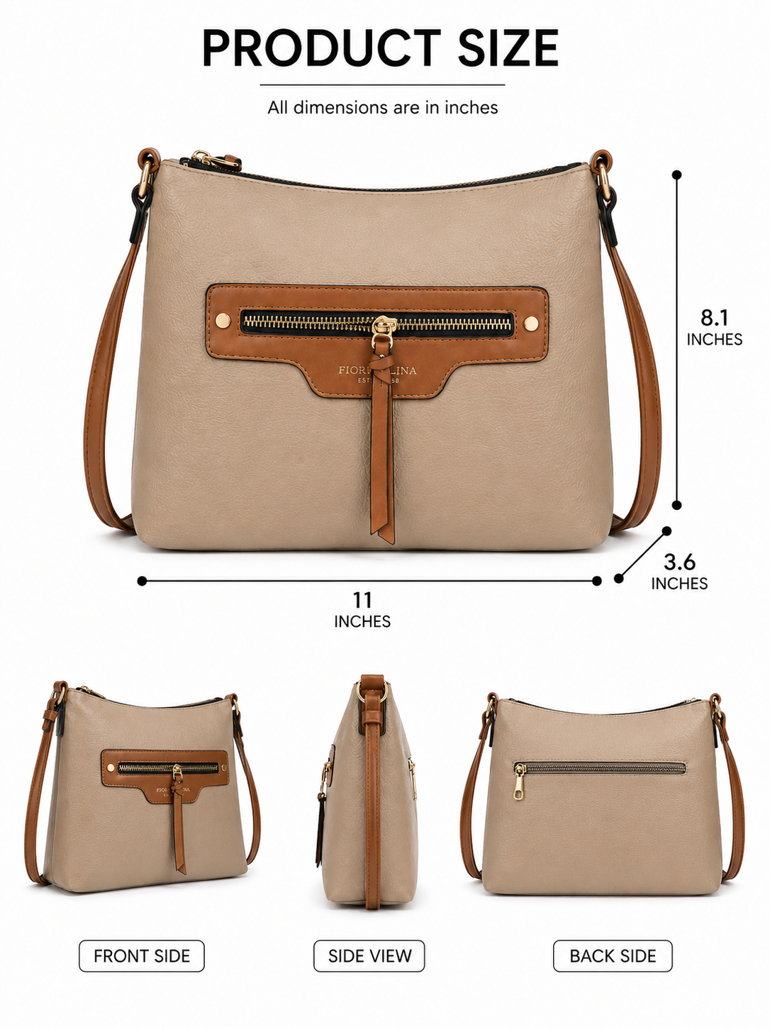 Mirae Tan Leather Sling Bag With Gold Accent