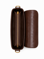 Mirae Brown Leather Bag With Gold Accents