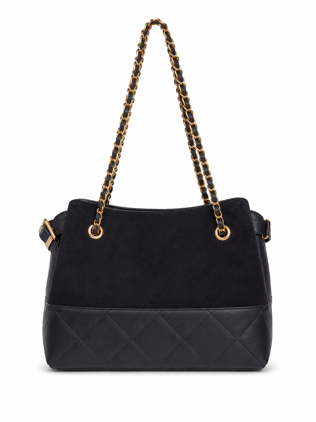 Mirae Two-tone Quilted Black Handbag