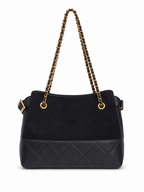 Mirae Two-tone Quilted Black Handbag